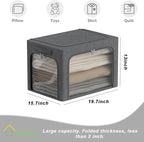 3Pack Stackable Foldable Storage Bin - Metal Frame Storage Box Clothing Storage Organizer with Clear Window, Carry Handles (6