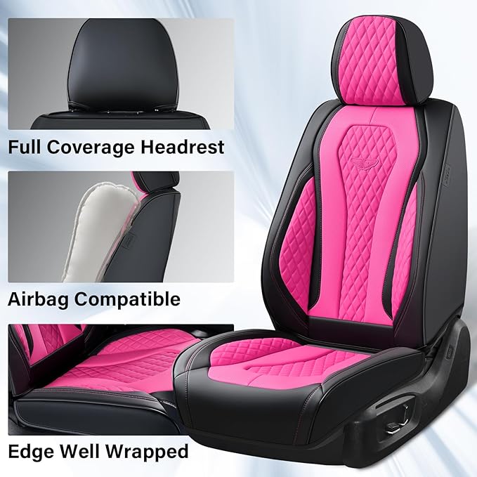 Coverado Automotive Seat Covers Front Seats, Seat Covers 2 Pack, Rose Car Seat Cover, Waterproof Auto Seat Covers, Car Seat C