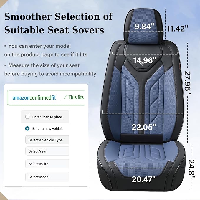 Coverado Car Seat Covers Full Set, Automotive Seat Covers Car Seat Protector Car Seat Cushion, Waterproof Leather Seat Covers