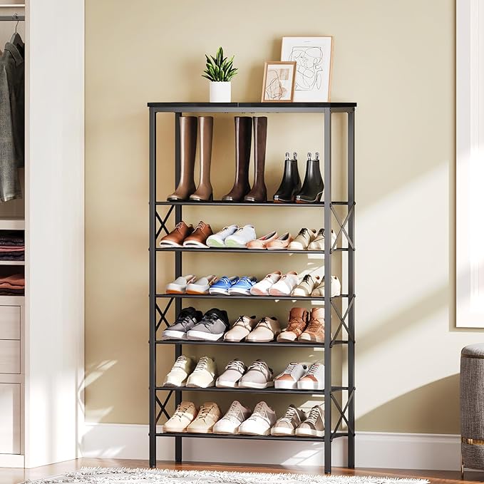 YATINEY 8 Tier Shoe Rack, Large Capacity Shoe Storage Organizer Holds 32 Pairs, Sturdy and Stable, for Entryway, Hallway, Clo