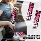 10 Pieces Leopard Print Printing Car Steering Wheel Cover Center Console Armrest Pad Headrest Seat Belt Cover Handbrake Cover Keychain Coaster Full Set Car SUV(Pink)