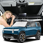 Windshield Sunshade for Rivian R1S 2022-2025 2026 Sun Shade Car Windshield Accessories Upgrade 4 Layers Blocks UV Rays Custom Fit R1S 240T Car Window Shades Front Windshield Keep Cool Foldable