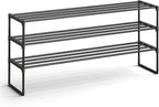 SONGMICS Shoe Rack, 3-Tier Shoe Organizer, Metal Storage Shelf, Upright or Upside Down, for 20-24 Pairs, Stackable, for Entry
