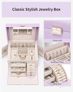Vlando Jewelry Box Organizer for Girls Women, Large Baroque Jewelry Holder Organizer with Mirror, 3 Drawers for Bracelets, Ea