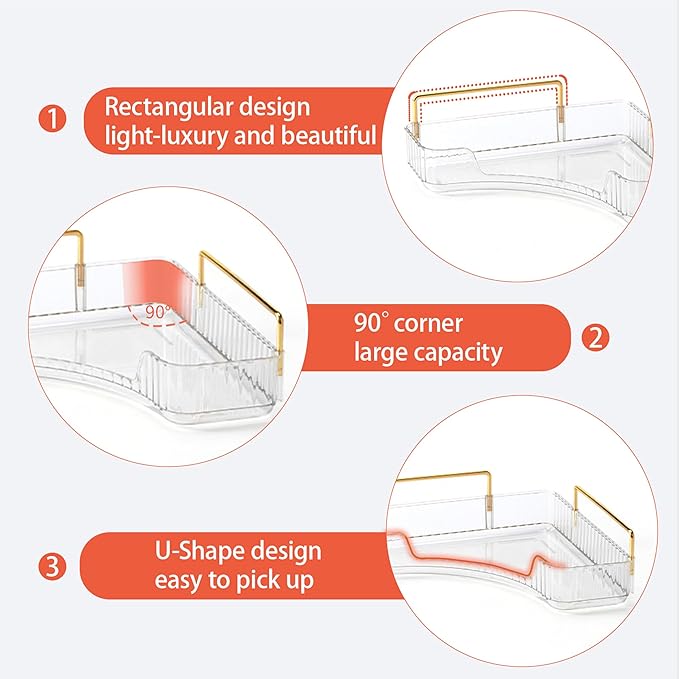 Corner Bathroom Counter Organizer Bathroom Countertop Shelf Makeup Organizer for Vanity Perfume Tray for Corner Storage (2 Ti