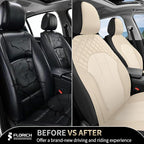 FLORICH Front Seat Covers Leather & Mesh Automotive Seat Protectors 2 Pack Breathable Car Seat Cover Spill-Proof Auto Seat Co