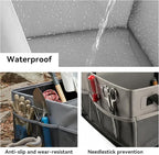 Collapsible Waterproof Car Trunk Organizer, Soft PVC Storage Bin with Rugged PVC-Coated Fabric for SUV & Truck (Stone Gray, PLU