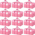 12 Pack Extra Heavy Duty Large Moving Bags with Strong Zipper & Comfortable Handles, Sturdy & Durable Clothes Storage Bags To