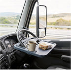 Steering Wheel Tray with Phone Slot & Drink Holder Suitable for Heavy-Duty Trucks/Trucks for Laptop use, Office Work and Meal Dining （Black）