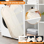 Collapsible Laundry Baskets with 3 Compartment, 150L Tear-proof Pop Up Hamper, Foldable Laundry Basket with Tote Handles, Dir
