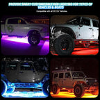 12 Pods RGB LED Rock Lights for Trucks Golf Cart Pickup Offroad RV UTV ATV SUV, Waterproof Multicolor Underglow Kit for Cars with APP Music Mode, Vehicle Underbody Light Underneath Accent 12V
