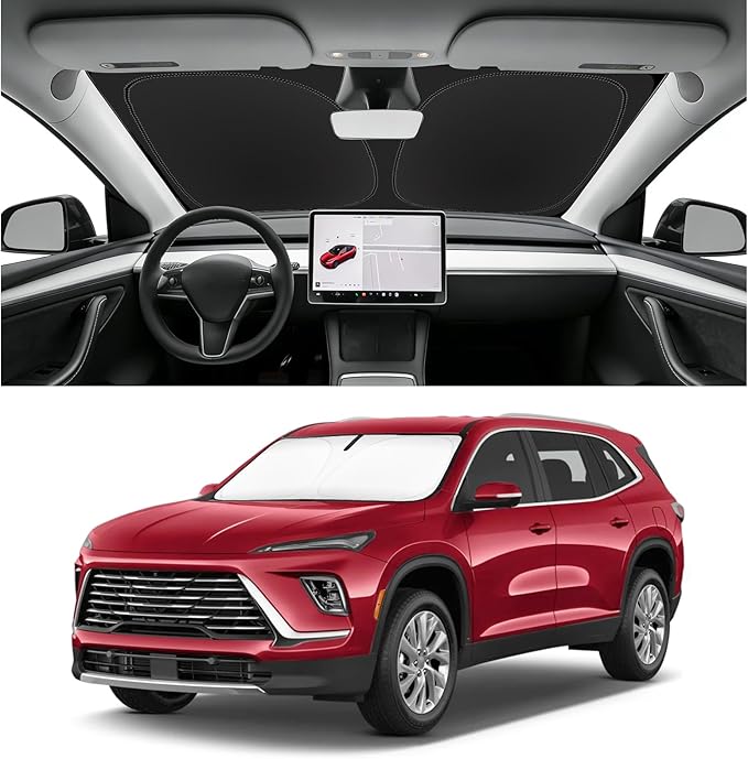 Custom Fit Windshield Sun Shade for Buick Enclave 2018-2024, Blocks UV & Heat, Front Window Sunshade Accessorie, Easy Fold & Store Keep Your Car Cooler