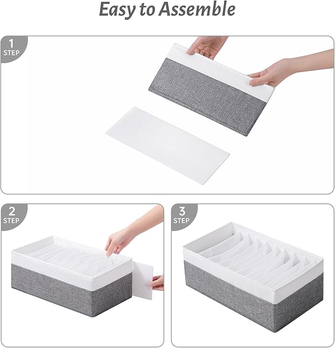 4 Packs T-shirt Drawer Organizers for Clothing,10 Grids Compartment Wardrobe Storage Box, Clothes Organizer for Folded Clothe