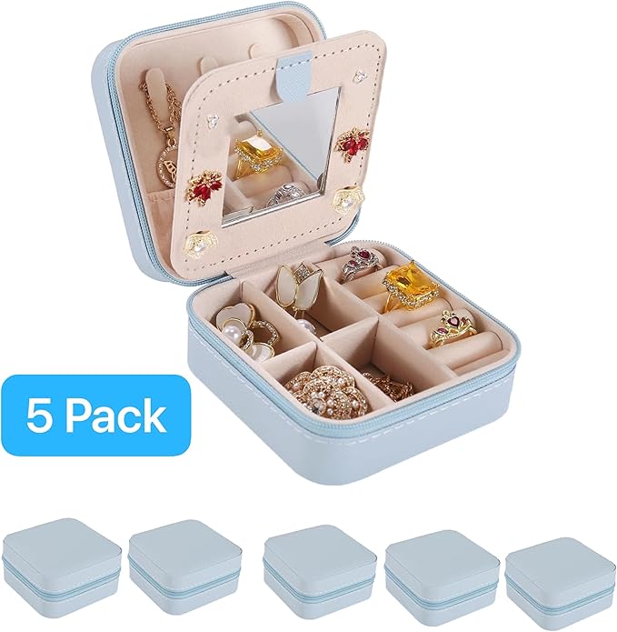 KElofoN Travel jewelry case Travel jewelry box Travel Jewelry Organizer Small Jewelry Organizer Box for Girls Women with Mirr