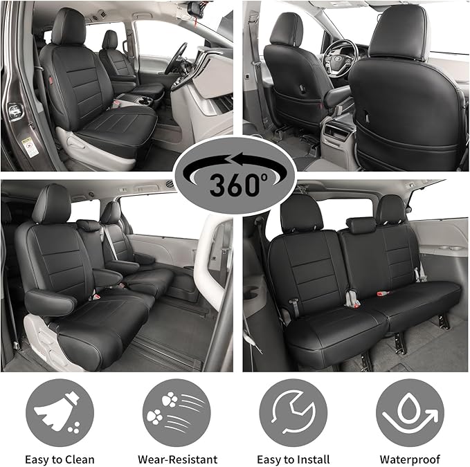 EKR Sienna Seat Covers for 2011-2020 Toyota Sienna XLE,Limited,Limited Premium,7 Seats,2nd Row Captain Seats W/Legrest,Seat C