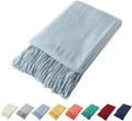 Homiest Decorative Knitted Throw Blanket with Fringe, Lightweight Acrylic Knit Blanket, Soft & Cozy Tassel Blanket for Couch 