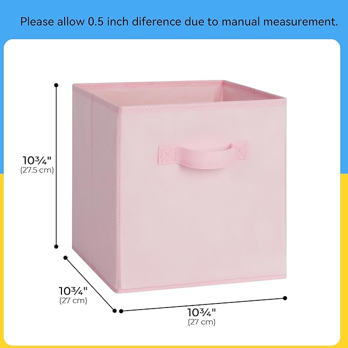 Cupic Cupid 11 Inch Storage Cube, Fabric Cube Storage Bin with Handles, Storage Cube Organizer for Clothes and Toys, Collapsi