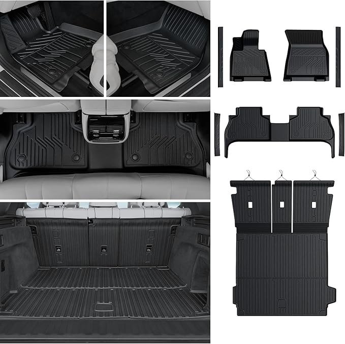 Floor Mats for BMW X5 G05 2019-2026, All Weather Floor Mats Trunk Cargo Liner with Backrest Protectors and Door Sill Guards Accessories, Full Coverage Set (Only Fit 5 Seats)