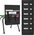 Chair Pockets for Classroom 12 Pack 15 x 19 Inch Chairback Buddy Pocket Chart Seat Back Organizer Student Storage with Lable Slot for Classroom Kindergarten School Home (Black)