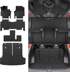 Floor Mats Compatible with 2024 2025 2026 Kia EV9 6&7 Seats Cargo Liner Cargo Mat Trunk Mat Trunk Liner Back Seat Cover Protector EV9 Accessories (Floor Mats+Trunk Mat with Backrest Mat)