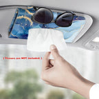 CaseBot Car Visor Tissue Holder, Sun Visor Napkin Holder, Mask Holder, PU Leather Backseat Tissue Box for Truck SUV, Ocean Marble