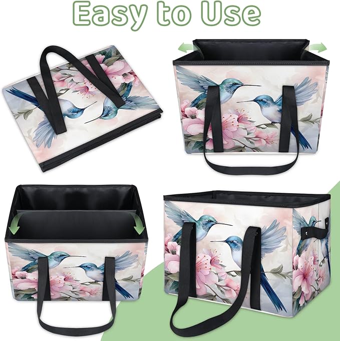 Reusable Grocery Bags Heavy Duty Shopping Bags Foldable Large Tote Bags with Long Handles & Hard Bottom