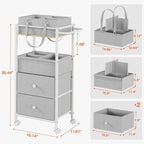 Modanais Baby Diaper Caddy Organizer Cart with Drawers - 3In1 Rolling Storage Cart with Wheels, Removable Diaper Caddy, Detac