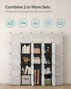 SONGMICS Cube Storage Organizer, Set of 16 Plastic Cubes, Closet Storage Shelves, DIY Plastic Closet Cabinet, Modular Bookcas
