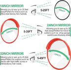 RELIANCER 18" Convex Security Mirror Curved Safety Mirror Adjustable Traffic Road Mirror Safety Corner Mirror Blind Spot Mirror Parking Mirror For Garage Surveillance Mirror Indoor Outdoor Shop Office
