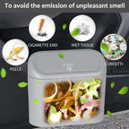 Accmor Car Trash Can, Portable Vehicle Trash Bin with Lid, Mini Car Dustbin Garbage Organizer Holder with One Roll Trash Bag, Leakproof Hanging Cars Storage Bag Container for Auto, SUV, Office (Grey)
