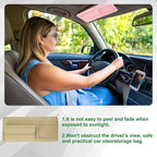 PATIKIL 1 Pcs Car Sun Visor Organizer, 12.8 x 6.5 Inch PU Leather Vehicle Storage Pouch Holder for Sunglasses Card Pen Driver License Car Accessories, Beige
