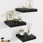Fun Memories Square Floating Shelves for Wall, 9.3" W x 9.3" D x 1.4" H, Shelves for Wall with Invisible Brackets, Small Wood