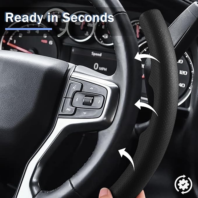 Steering Wheel Cover for Chevy Silverado 1500 2019-Present/ 2500 3500 2020-Present/Blazer 2019-Present (Gasoline Models)/ Suburban Tahoe 2021-2024, Car Steering Wheel Cover Accessories for Chevrolet