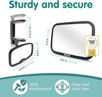 Onco Baby Car Mirror Bundle – Rear & Forward Facing Mirrors, Double Award-Winning, 100% Shatterproof & Shakeproof, 360° Rotation, Wide Convex View, Newborn Essentials