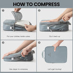 PFEYRPK Lightweight Compression Packing Cubes for Suitcases, Compressible Expandable Travel Packing Organizer with Clear Toil