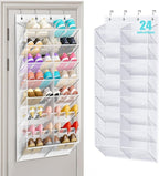 MISSLO 24 Pairs Over the Door Shoe Organizer Breathable Mesh Hanging Shoe Rack for Closet Storage with Wide Deep Pockets 8 Ti