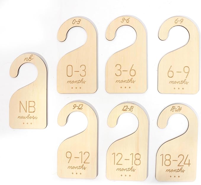 Baby Closet Dividers Wooden - Clothes Size Markers for Babies,Organize Babies Closet Hanger,Baby Nursery Closet Dividers,Newb