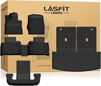 LASFIT Floor Mats & Cargo with Backrest Mat for Ford Explorer 2022-2025 2026 6 Passenger, Custom Fit All Weather Protector TPE Easy Clean Floor Liners, 5pcs Full Set Black