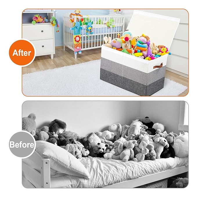 Mayniu Toy Box Storage Chest with Divider, Large Sturdy Toy Bin Organizer Basket with Lid for Kids, Boys, Girls, Nursery, Liv