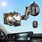 Car Phone Mount Video Recording, Universal 360° Rotating Arm Suction Cup Car Phone Holder Vlog Selfie Live Streaming Heavy Duty Car Phone Mount for Dashboard, Windshield, Sunroof (Black)