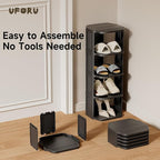 Small Shoe Rack, 7 Tier Plastic Vertical Shoe Rack for Small and Narrow Spaces, Free Standing Shoe Organizer for Closet, Entr