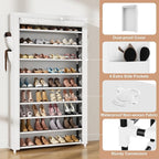VILICK Shoe Rack with Cover Narrow Shoe Organizer with Pockets 10 Tier Tall Shoe Storage Holds 36-41 Pairs Shoes and Boots Sh