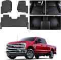 Heavy-Duty TPE Floor Mats for 2017-2026 Ford F-250/F-350/F-450/F-550 Crew Cab, 1st & 2nd Row Custom Fit (Fits Bucket Seats/Factory Rear Storage Box) 4 Door Ford Accessorie