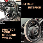 PINCTROT Chenille Leather Steering Wheel Cover, Soft Mottled Colors, Sweat-Proof, Non-Slip Grip, All-Season Comfort, Universa