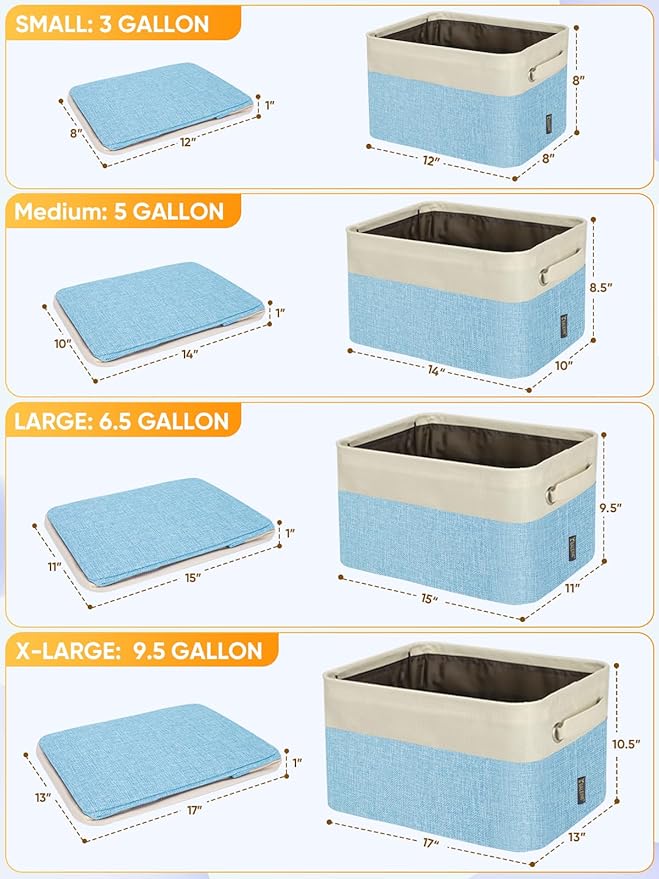 BALEINE 4 Pack Fabric Closet Storage Bins for Shelves, Linen Closet Organizers and Storage, Decorative Baskets for Organizing