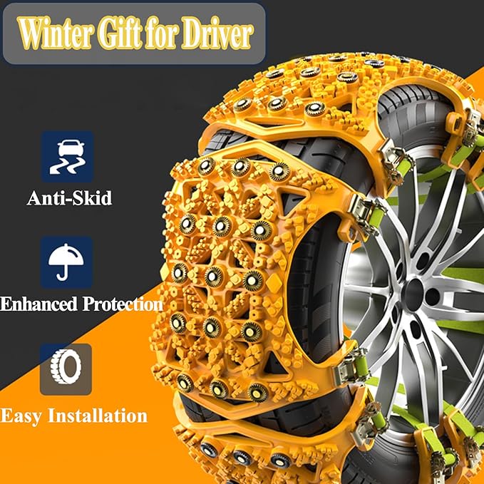 Snow Chains for Car Tires 6 Pack, Emergency Anti Slip Tire Chains for SUV/Trucks/ATV, Adjustable Universal Winter Security Ch