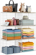 6 Pack Closet Organizers And Storage, Stackable Closet Shelf Organizer Storage Bin Basket For Clothes Sweaters With Top Board