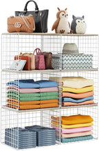 6 Pack Closet Organizers And Storage, Stackable Closet Shelf Organizer Storage Bin Basket For Clothes Sweaters With Top Board