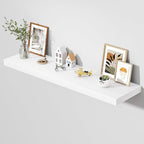 Dreamland 55" Floating Shelves for Wall, 12" Deep Thicker White Floating Shelves, Wall-Mounted Shelves for Bedroom, Living Ro