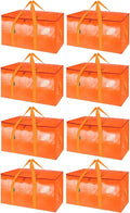 BALEINE 8-Pack Oversized Moving Bags with Reinforced Handles, Heavy-Duty Storage Tote for Clothes, Moving Supplies (Orange, 8